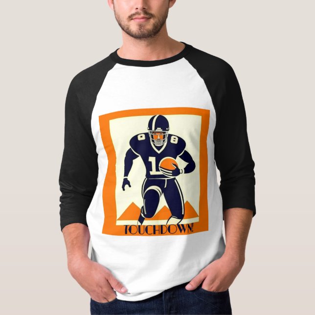 Touchdown American Football Art Deco Graphic T Shirt (Framsida)