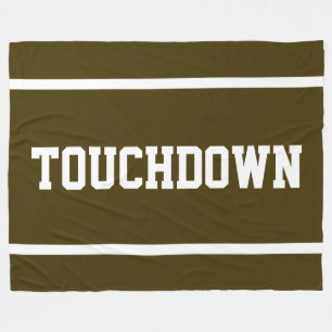 TOUCHDOWN Atletisk Brun Sportig Vit Textränder Fleecefilt