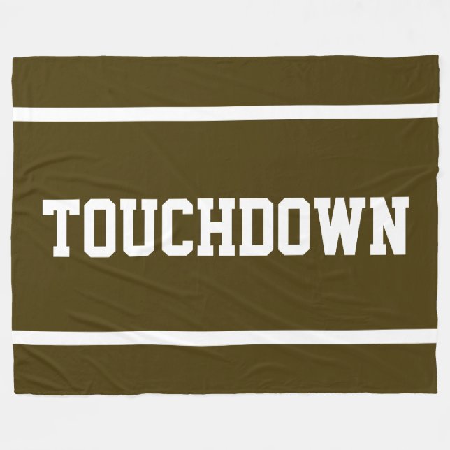 TOUCHDOWN Atletisk Brun Sportig Vit Textränder Fleecefilt (Framsidan (Horisontell))