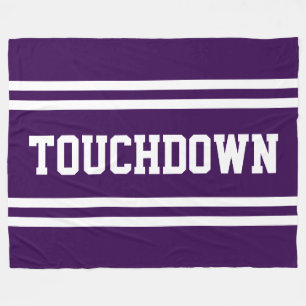 TOUCHDOWN Atletisk Djup Lila Text Racing Ränder Fleecefilt