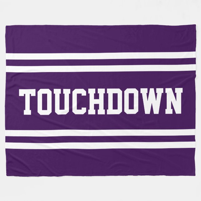 TOUCHDOWN Atletisk Djup Lila Text Racing Ränder Fleecefilt (Framsidan (Horisontell))