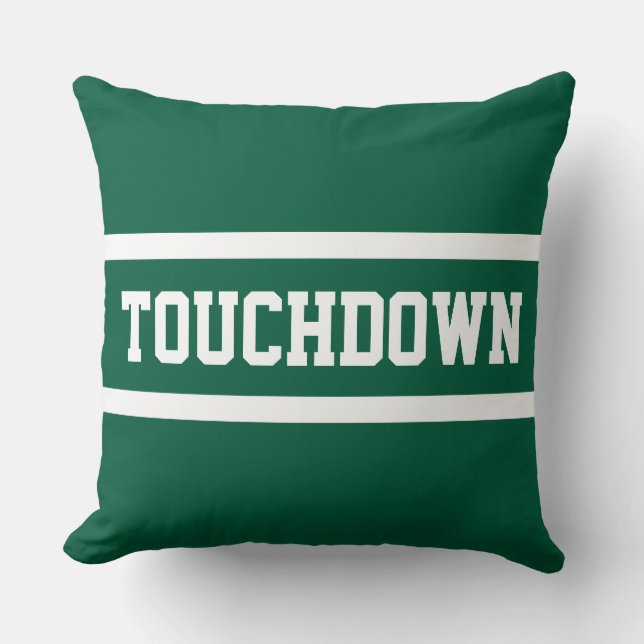 TOUCHDOWN Atletisk Jägare Grön Vita Ränder Kudde (Framsida)