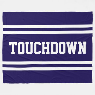 TOUCHDOWN Atletisk Navy Vit Text Racingränder Fleecefilt
