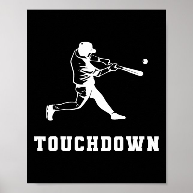 Touchdown Baseball Humor Roligt Touchdown Baseball Poster (Framsidan)