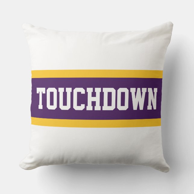 TOUCHDOWN Deep Purple Orange White Racing Stripes Kudde (Framsida)