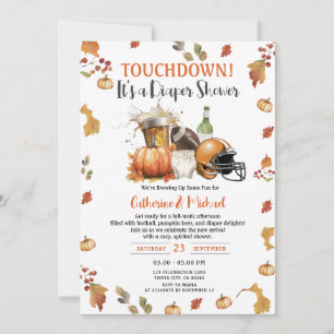 Touchdown det är en dykare babydusch Beer Pumpkin Inbjudningar