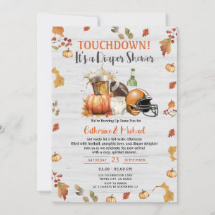 Touchdown det är en dykare babydusch Beer Pumpkin Inbjudningar
