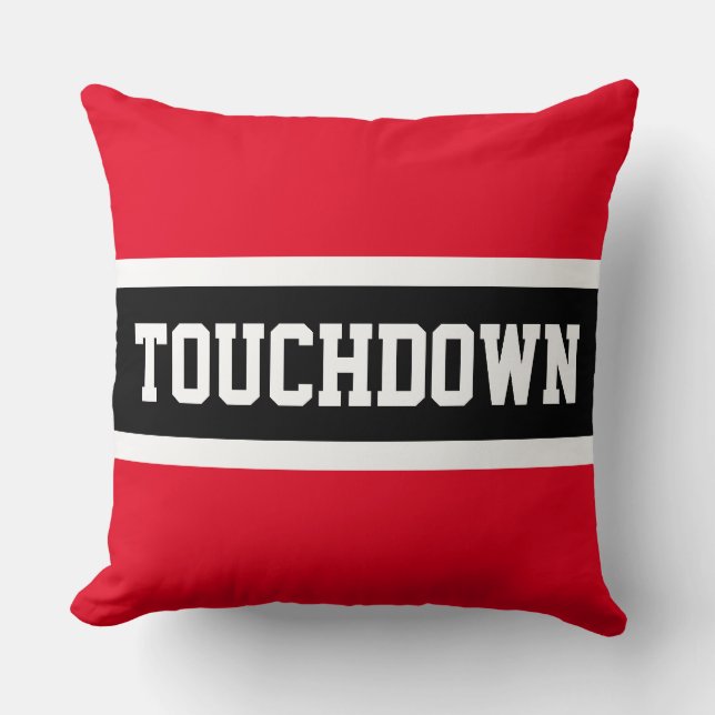 TOUCHDOWN Djärva Ljus Röda Svarta Vita Ränder Kudde (Framsida)