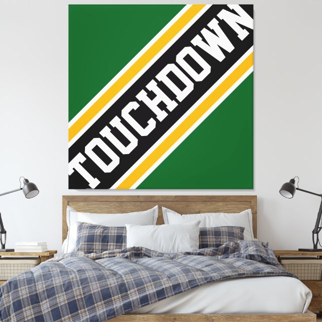 TOUCHDOWN Dynamic Grönt Black Football Rand Canvastryck (Insitu (sovrum))