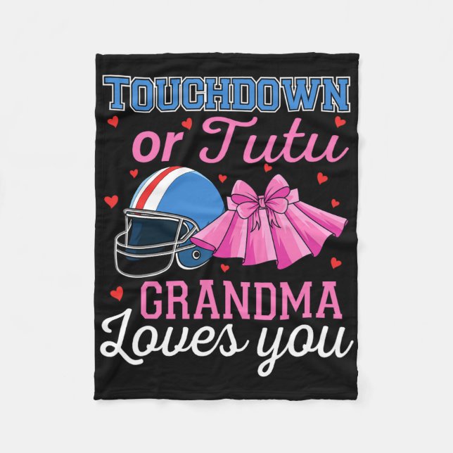 Touchdown Eller Tutu Mormor Älskar Dig Fotboll Kön Fleecefilt (Framsidan)