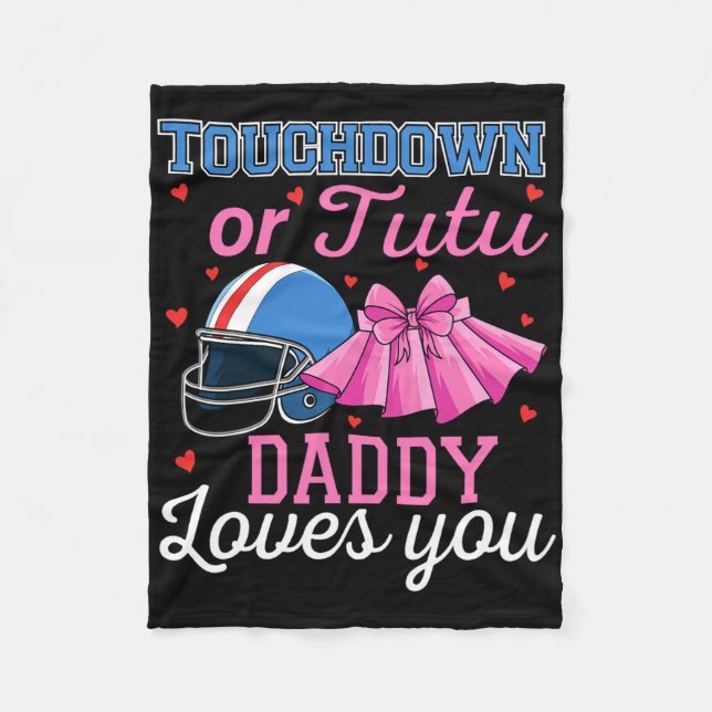 Touchdown Eller Tutu Pappa Älskar Dig Fotboll Ba  Fleecefilt (Framsidan)