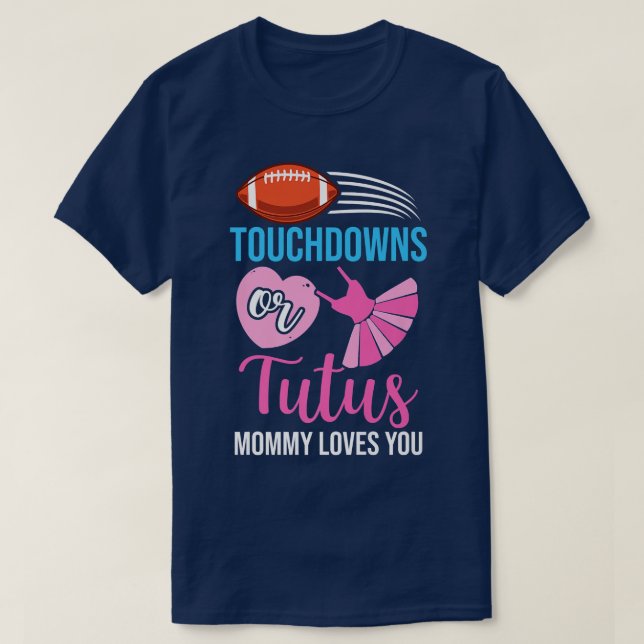 Touchdown eller Tutus Gender Reveal Baby Party Ann T Shirt (Design framsida)