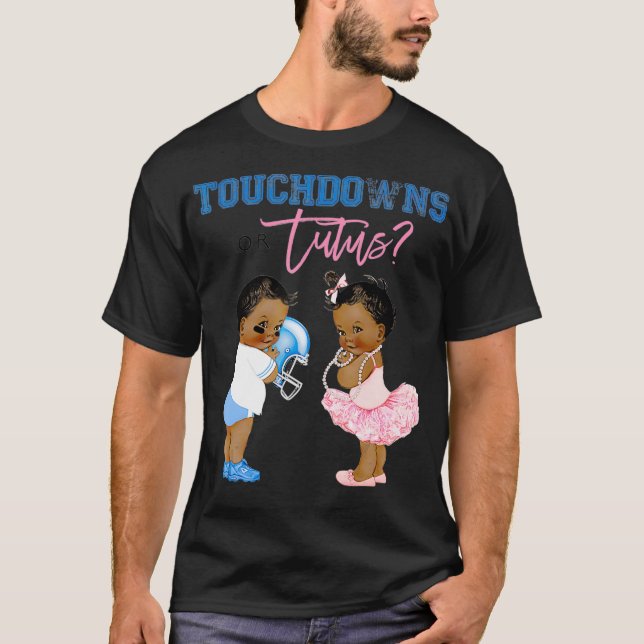 Touchdown eller Tutus Gender Reveal Baby Shower T Shirt (Framsida)