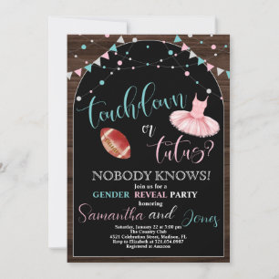 Touchdown eller Tutus Gender Reveal Party Inbjudningar