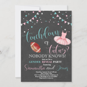 Touchdown eller Tutus Gender Reveal Party Inbjudningar