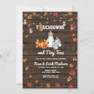 Touchdown Football Tiny Toes Pumpkin Baby Shower Inbjudningar