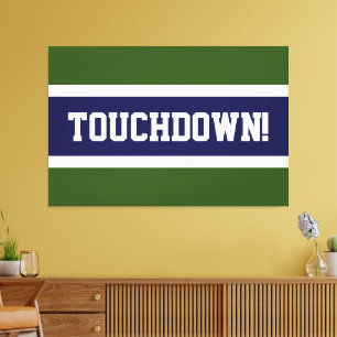 TOUCHDOWN Forest Grönt White Navy Blue Rand Canvastryck