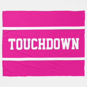 TOUCHDOWN Kul Ljusrosa Vit Fotbollsrand Fleecefilt