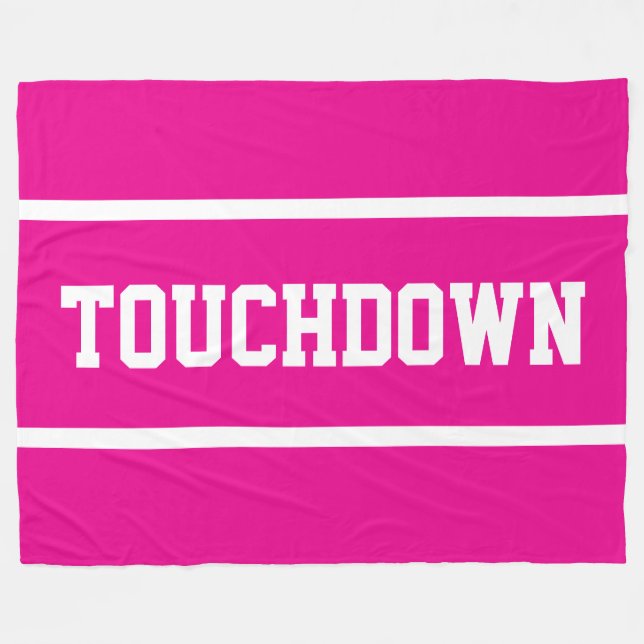 TOUCHDOWN Kul Ljusrosa Vit Fotbollsrand Fleecefilt (Framsidan (Horisontell))
