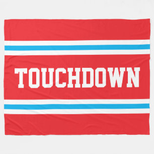 TOUCHDOWN Ljus Röd Vit Azurblå Racingränder Fleecefilt