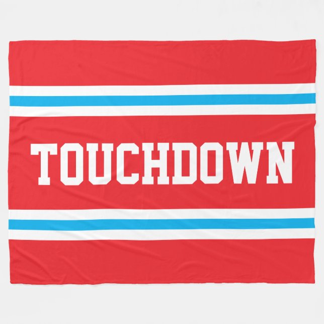 TOUCHDOWN Ljus Röd Vit Azurblå Racingränder Fleecefilt (Framsidan (Horisontell))