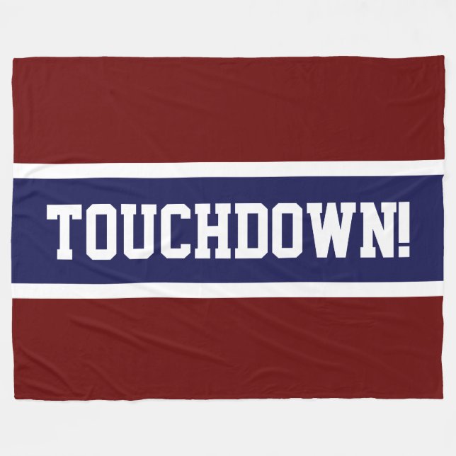 TOUCHDOWN Navy Blue Bold Red White Rand Fleecefilt (Framsidan (Horisontell))