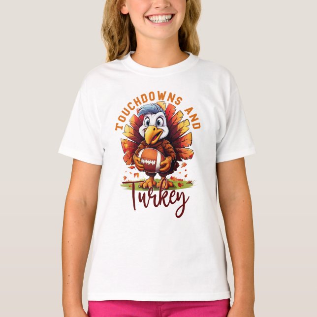 Touchdown och Turkiets Thanksgiving T Shirt (Framsida)