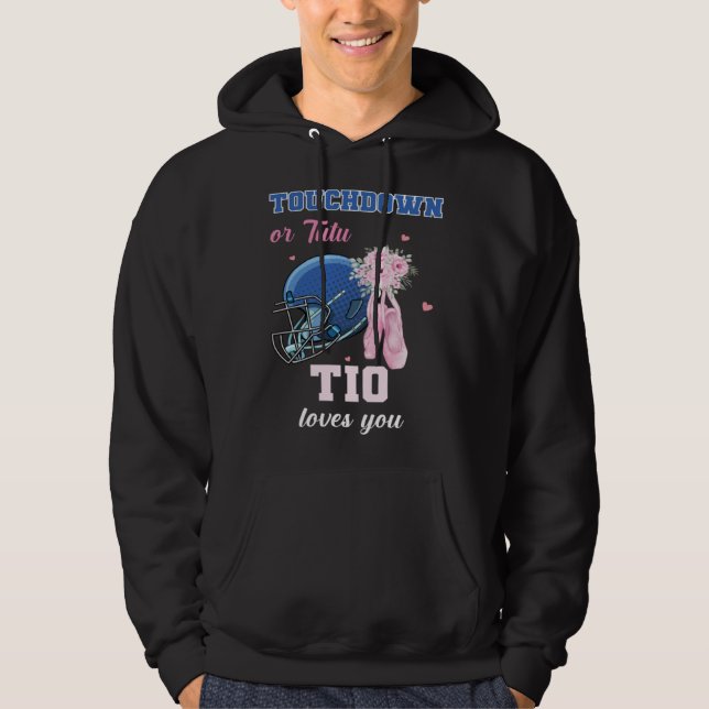 Touchdown Or Tutu Tio Loves You Gender Reveal Boy  Hoodie (Framsida)