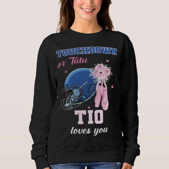 Touchdown Or Tutu Tio Loves You Gender Reveal Boy  T Shirt (Framsida)