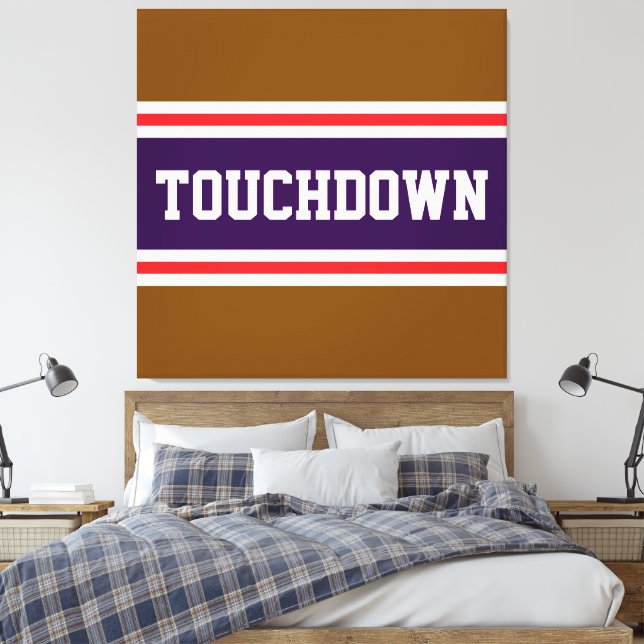 TOUCHDOWN Purple Red White Brown Racing Stripes Canvastryck (Insitu (sovrum))
