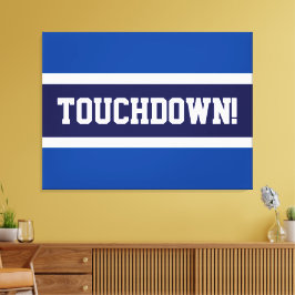 TOUCHDOWN Roligt Navy Bold Blue White Grått Rand Canvastryck