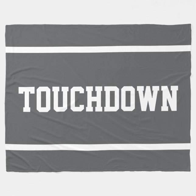 TOUCHDOWN Sportiga vita textränder på djupgrå Fleecefilt (Framsidan (Horisontell))