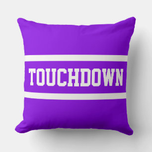 TOUCHDOWN Sportslig Rolig Ljus Lila Vita Ränder Kudde
