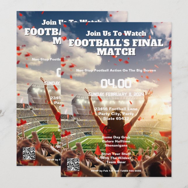 Touchdown Triumph Fotboll Final Inbjudan (Fram/baksida)