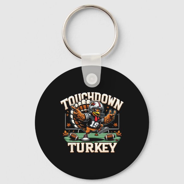 Touchdown Turkiet Thanksgiving Fotboll Holiday Tur Nyckelring (Framsida)