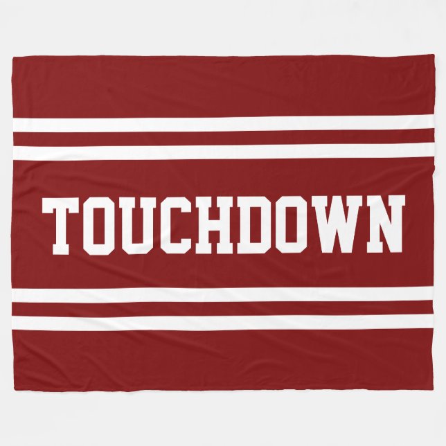 TOUCHDOWN Vintage Röd Vit Text Racingränder Fleecefilt (Framsidan (Horisontell))