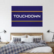 TOUCHDOWN Vit text Orange Marinblå Ränder