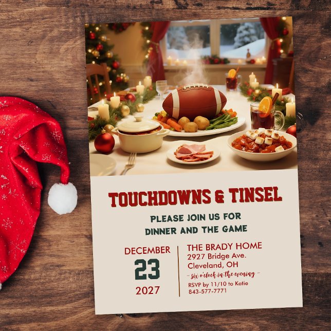 Touchdowns and Tinsel Dinner Invitation Inbjudningar (Skapare uppladdad)