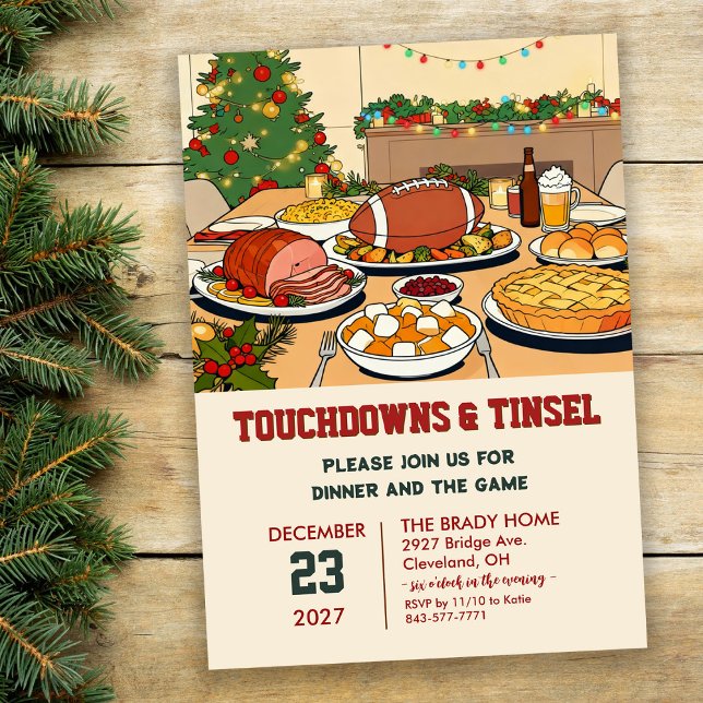 Touchdowns and Tinsel Dinner Invitation Inbjudningar (Skapare uppladdad)