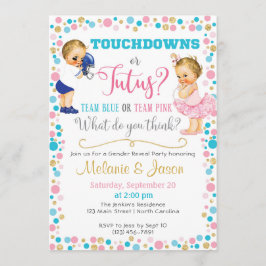 Touchdowns- eller Tutus Gender Reveal-inbjudan Inbjudningar