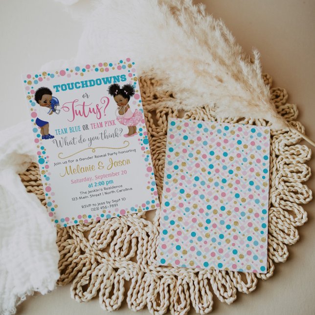 Touchdowns- eller Tutus Gender Reveal-inbjudan Inbjudningar (Skapare uppladdad)