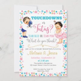 Touchdowns- eller Tutus Gender Reveal-inbjudan Inbjudningar