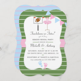 Touchdowns eller Tutus Gender Reveal Party-inbjuda Inbjudningar