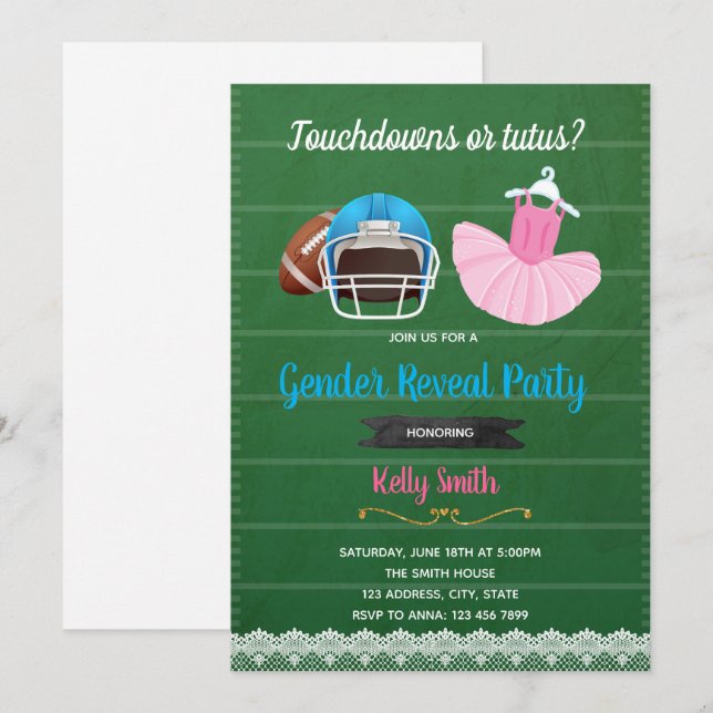 Touchdowns eller tutus inbjudan (Fram/baksida)