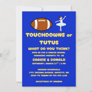 Touchdowns eller Tutus Könsbestämmande Fest Inbjudningar