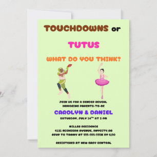 Touchdowns eller Tutus Könsbestämmande Fest Inbjudningar