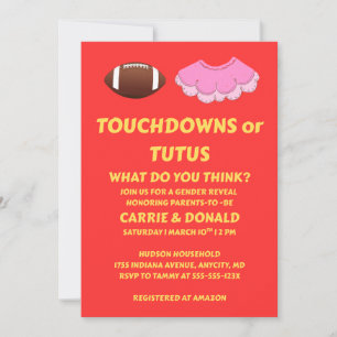Touchdowns eller Tutus Könsbestämmande Fest Inbjudningar