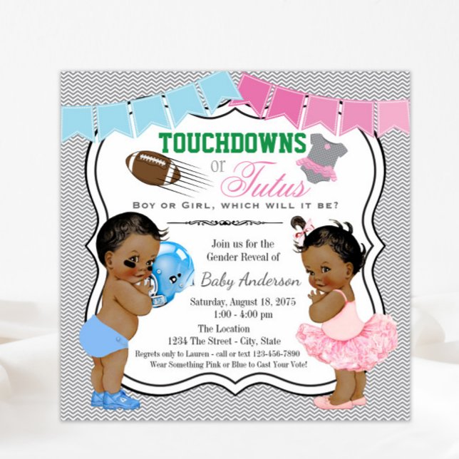Touchdowns eller Tutus Könsbestämmande Inbjudninga Inbjudningar (Skapare uppladdad)