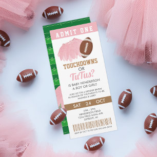 Touchdowns eller Tutus Könsbestämning Biljett Inbjudningar
