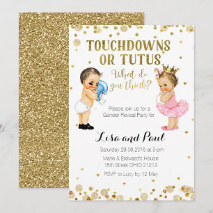 Touchdowns eller Tutus Könsbestämning inbjudan Gul